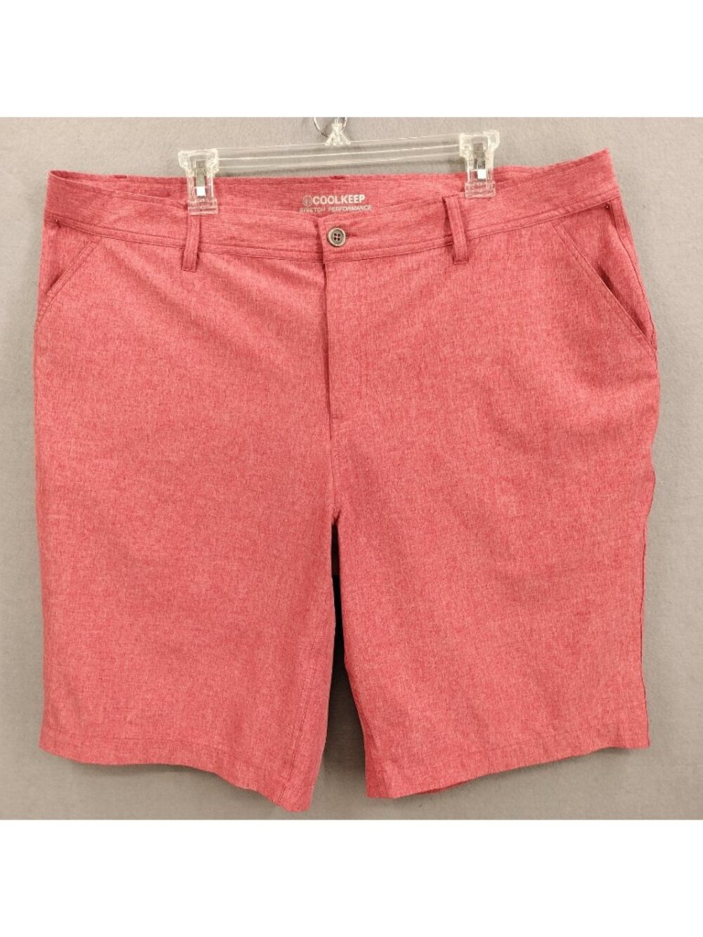 CoolKeep Men Sz 42 Shorts Salmon Pink Stretch Performance Lightweight Quick Dry
